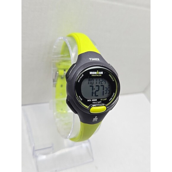 Timex Ironman Triathlon 10 Lap Lime Black Digital Watch New Battery Women WR100M - Picture 3 of 11